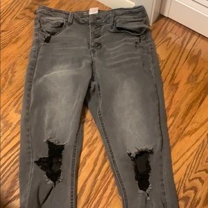 Black faded ripped jeans